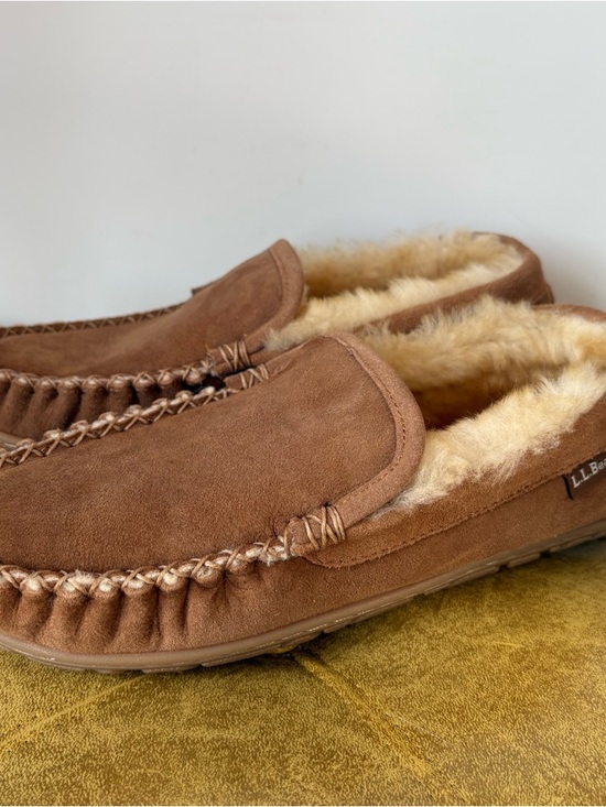 L.L. Bean Other - L.L. Bean Men’s Wicked Good Moccasins – Brown Suede Shearling Slipper – Size 7M